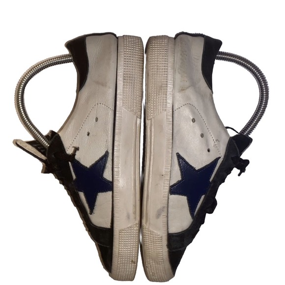 Golden Goose Brand May Sneakers Women Size 39 White Black‎ Blue Star Designer - Picture 1 of 13